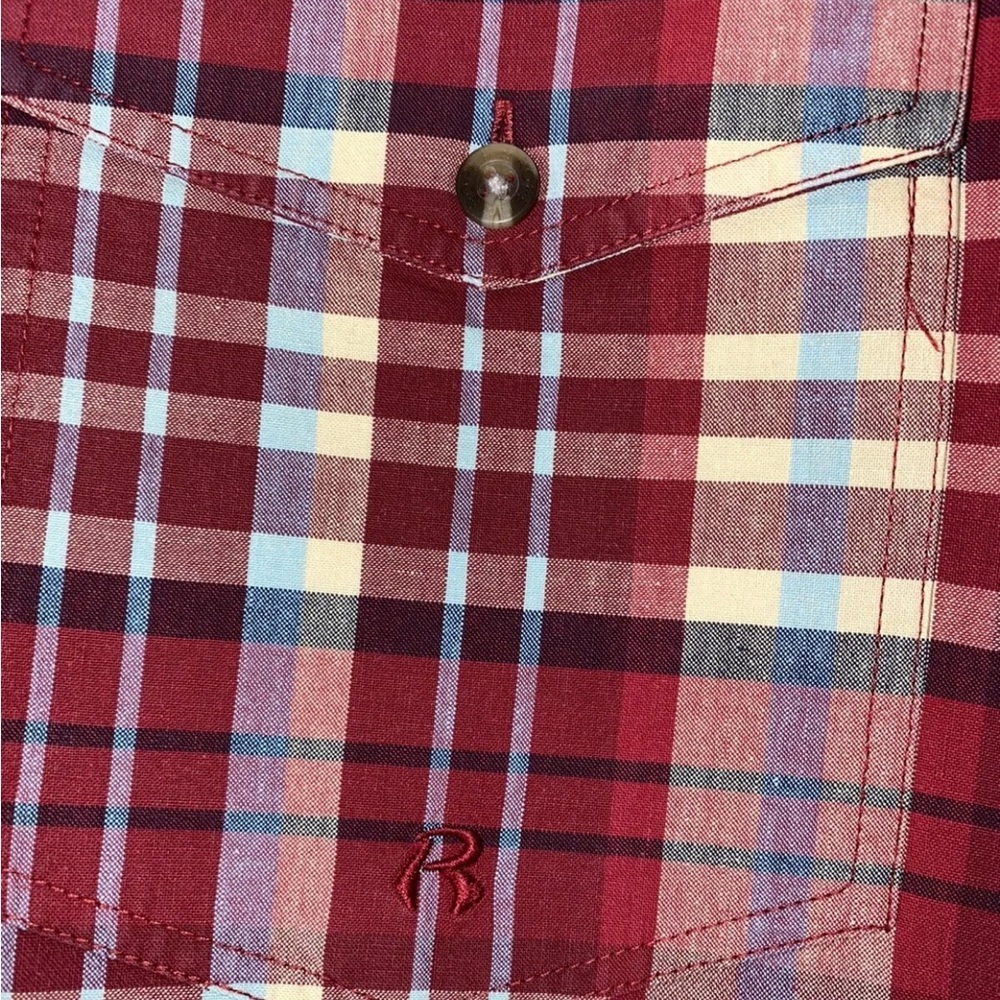 Roper Red Plaid Button Up Shirt Mens Long Sleeve Western Adult Medium - Picture 3 of 10